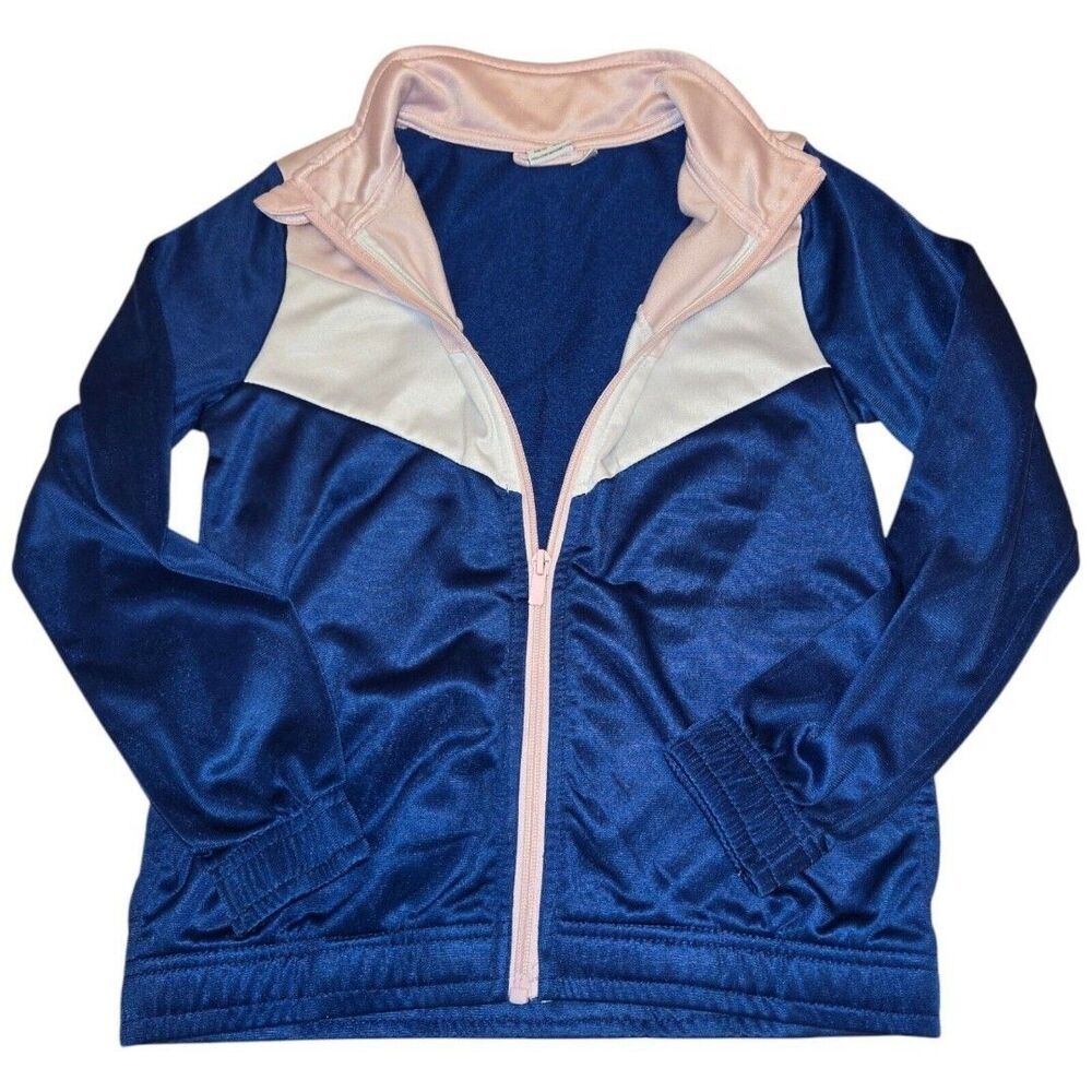 Puma Youth Zip-Up Track Jacket Girls Blue & Pink Light Jogger Athletic M(8-10)
